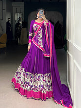 Ravishing Purple Rayon Printed Lehenga Choli